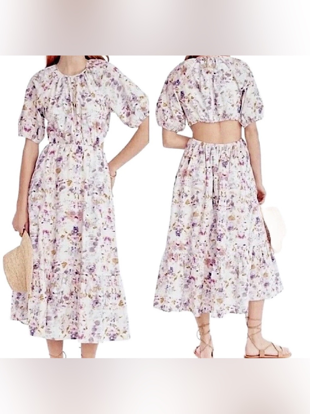 J.Crew Flora Obscura back-cutout dress